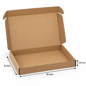 Mailer 10 X 8 X 1.25 Inch Auto Lock Flat Corrugated Brown Boxes - 3 PLY (150 GSM)