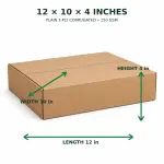 12X10X4 inch Corrugated Brown Boxes - 3 PLY (150 GSM)