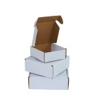 Flat 3.5 X 3 X 2.5 inch Auto Lock Mailer Corrugated White Boxes - 3 PLY (150 GSM)