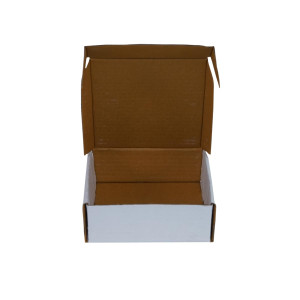 Self-locking 4.5 X 3 X 2.5 inch Auto Lock Mailer Corrugated White Boxes - 3 PLY (150 GSM)