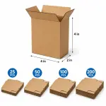 4X2X4 Inch Brown 3-Ply Corrugated Shipping Box