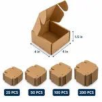 4 x 4 x 1.5 Inch Brown 3-Ply Self-Locking Corrugated Mailer Box