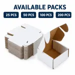 4 x 4 x 1.5 Inch White 3-Ply Self-Locking Corrugated Mailer Box