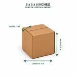 5X5X5 Inch Brown 3-Ply Corrugated Shipping Box