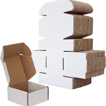 Flat 7 X 5 X 2.75 inch Auto Lock Mailer Corrugated White Boxes - 3 PLY (150 GSM)