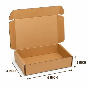 6X4X2 Inch Brown 3-Ply Self-Locking Corrugated Mailer Box