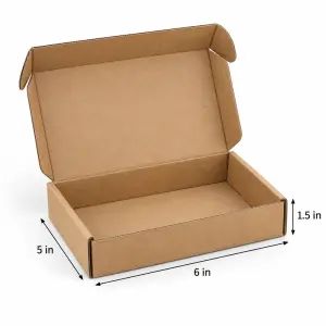 Mailer 6x5x1.5 inch Auto Lock Flat Corrugated Brown Boxes - 3 PLY (150 GSM).