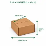 6x6x3 Inch Corrugated Brown Boxes (Pack of 25) | MM WILL CARE
