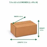 7.5 X 4.5 X 3.5 inch Corrugated Brown Boxes - 3 PLY (150 GSM)