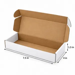 7.5x4x1.5 Inch Self Lock White 3-Ply Self-Locking Cardboard Mailing Boxes for E-commerce and Gift Packaging.