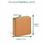 7.75 × 2.5 × 8.75 Inch Brown 3-Ply Corrugated Shipping Box