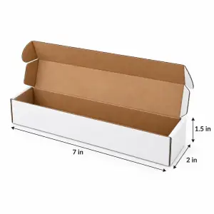 Flat 7 X 2 X 1.5 inch Auto Lock Mailer Corrugated White Boxes - 3 PLY (150 GSM)