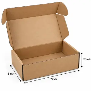 Flat 7 X 5 X 2.75 inch Auto Lock Mailer Corrugated Brown Boxes - 3 PLY (150 GSM)