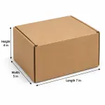 Flat 7 X 5 X 4 inch Auto Lock Mailer Corrugated Brown Boxes - 3 PLY (150 GSM)