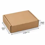 Flat 7 X 6 X 1.75 Inch Auto Lock Mailer Corrugated Brown Boxes - 3 PLY (150 GSM)
