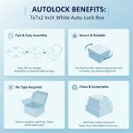 7x7x2 Inch Self Lock White 3-Ply Self-Locking Cardboard Mailing Boxes for E-commerce and Gift Packaging.