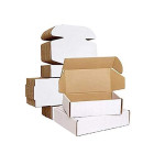 Flat 8 X 5 X 2 inch Auto Lock Mailer Corrugated White Boxes - 3 PLY (150 GSM)