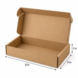 Mailer 8 x 5 x 2 inch Auto Lock Flat Corrugated Brown Boxes - 3 PLY (150 GSM).