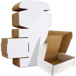 Flat 8 X 5 X 2 inch Auto Lock Mailer Corrugated White Boxes - 3 PLY (150 GSM)
