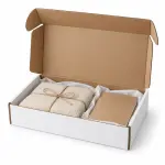Flat 9 X 6 X 2 inch Auto Lock Mailer Corrugated White Boxes - 3 PLY (150 GSM)