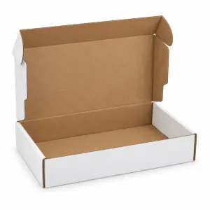 Flat 9 X 6 X 2 inch Auto Lock Mailer Corrugated White Boxes - 3 PLY (150 GSM)