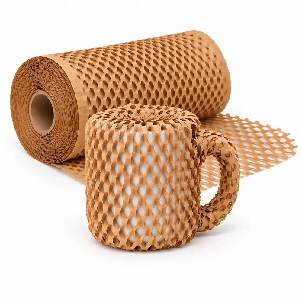 10 Inch Height Brown Honeycomb Paper Wrap Roll – 90 GSM