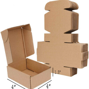Mailer 4 x 4 x 1.5 inch Auto Lock Flat Corrugated Brown Boxes - 3 PLY (150 GSM).