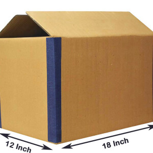 18 X 12 X 12 Inch 5 Ply Large Corrugated Packing Boxes with Reinforced Edges blue